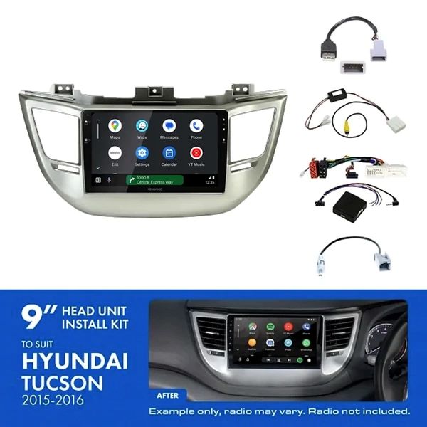 Kenwood DMX80AXS 9" Trapezoid Head Unit Wireless CarPlay Android Auto + AKHY18 Install Kit Fits Hyundai tucson 2016-2017