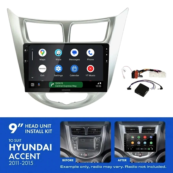 Kenwood DMX80AXS 9" Trapezoid Head Unit Wireless CarPlay Android Auto + AKHY22 Install Kit Fits Hyundai accent 2011-2015