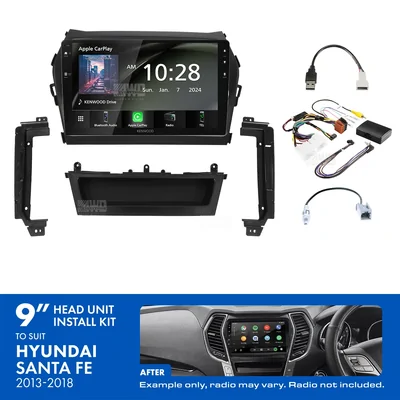 Kenwood DMX80AXS 9" Trapezoid Head Unit Wireless CarPlay Android Auto + AKHY25 9 Inch install kit to suit Hyundai santa fe 2013-2018