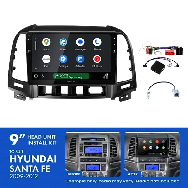 Kenwood DMX80AXS 9" Trapezoid Head Unit Wireless CarPlay Android Auto + AKHY5 Install Kit Fits Hyundai santa fe 2009-2012