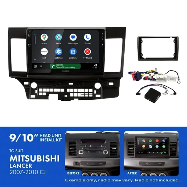 Kenwood DMX80AXS 9" Trapezoid Head Unit Wireless CarPlay Android Auto + AKMB4 Install Kit Fits Mitsubishi lancer 2007-2010