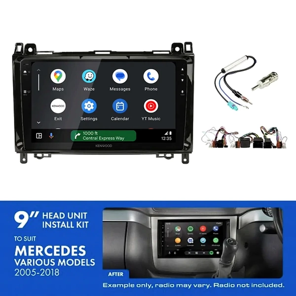 Kenwood DMX80AXS 9" Trapezoid Head Unit Wireless CarPlay Android Auto + AKMC2 Install Kit Fits mercedes Volkswagen various 2005-2018
