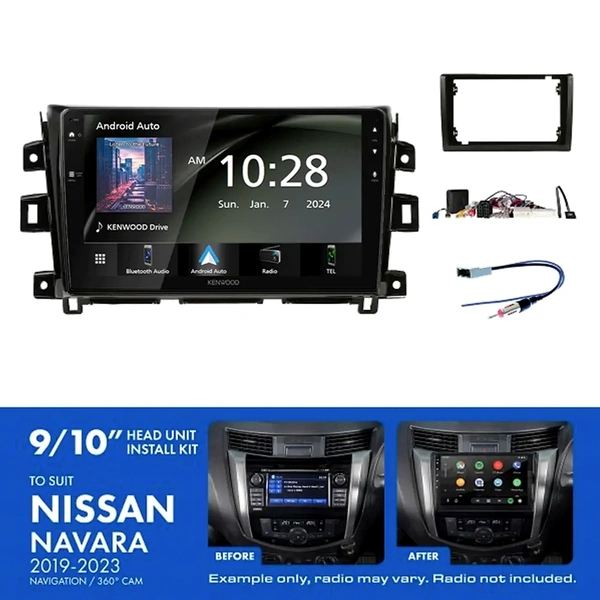 Kenwood DMX80AXS 9" Trapezoid Head Unit Wireless CarPlay Android Auto + AKNI14 Install Kit Fits Nissan navara 2019-2023