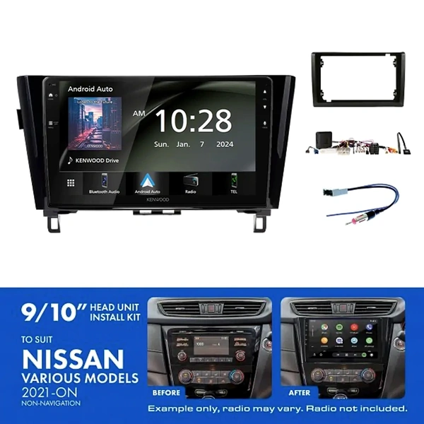 Kenwood DMX80AXS 9" Trapezoid Head Unit Wireless CarPlay Android Auto + AKNI16 Install Kit Fits model Nissan 2021-