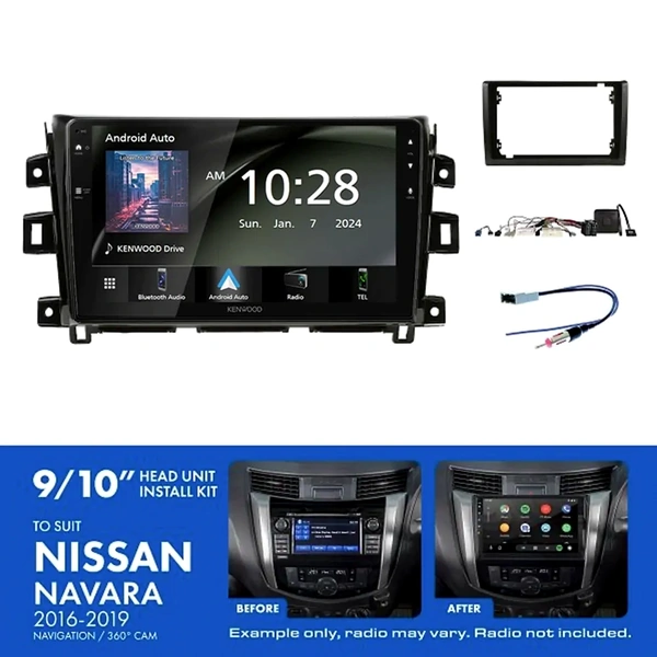 Kenwood DMX80AXS 9" Trapezoid Head Unit Wireless CarPlay Android Auto + AKNI3 Install Kit Fits Nissan navara 2018-2019