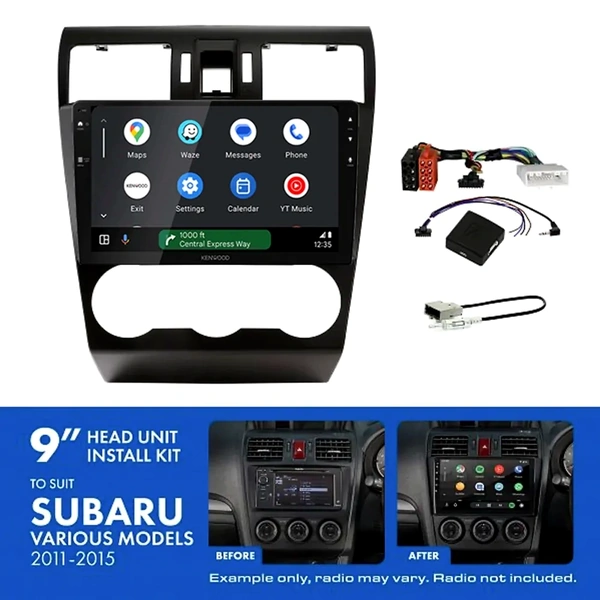 Kenwood DMX80AXS 9" Trapezoid Head Unit Wireless CarPlay Android Auto + AKSU1 Install Kit Fits Subaru various 2012-2015