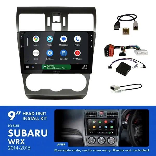 Kenwood DMX80AXS 9" Trapezoid Head Unit Wireless CarPlay Android Auto + AKSU12 Install Kit Fits Subaru wrx 2014-2015