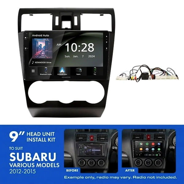 Kenwood DMX80AXS 9" Trapezoid Head Unit Wireless CarPlay Android Auto + AKSU2 Install Kit Fits Subaru various 2012-2015