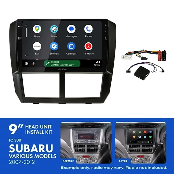 Kenwood DMX80AXS 9" Trapezoid Head Unit Wireless CarPlay Android Auto + AKSU5 Install Kit Fits Subaru 2007-2011