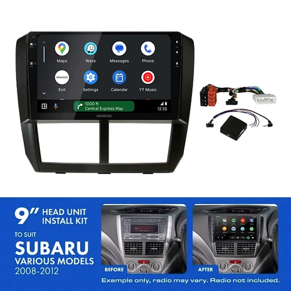 Kenwood DMX80AXS 9" Trapezoid Head Unit Wireless CarPlay Android Auto + AKSU6 Install Kit Fits Subaru 2011-2014