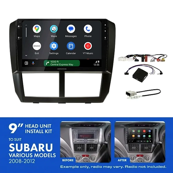 Kenwood DMX80AXS 9" Trapezoid Head Unit Wireless CarPlay Android Auto + AKSU7 Install Kit Fits Subaru 2007-2014