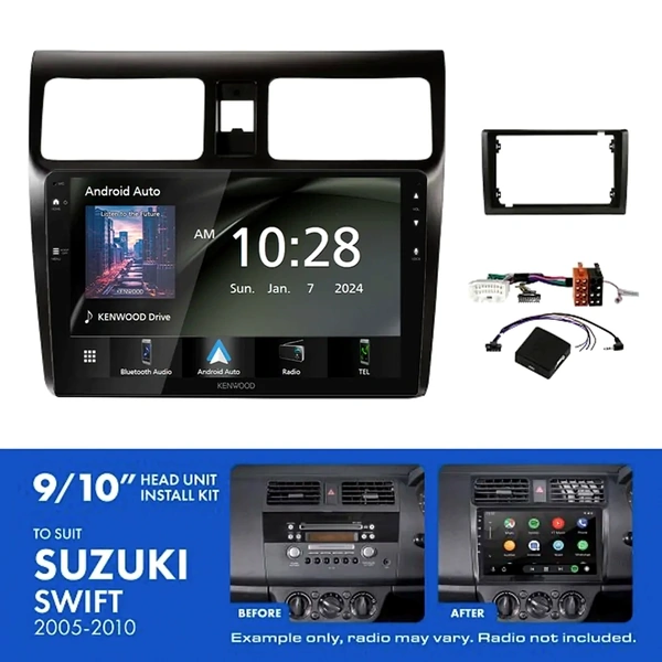 Kenwood DMX80AXS 9" Trapezoid Head Unit Wireless CarPlay Android Auto + AKSZ1 Install Kit Fits Suzuki swift 2005-2010