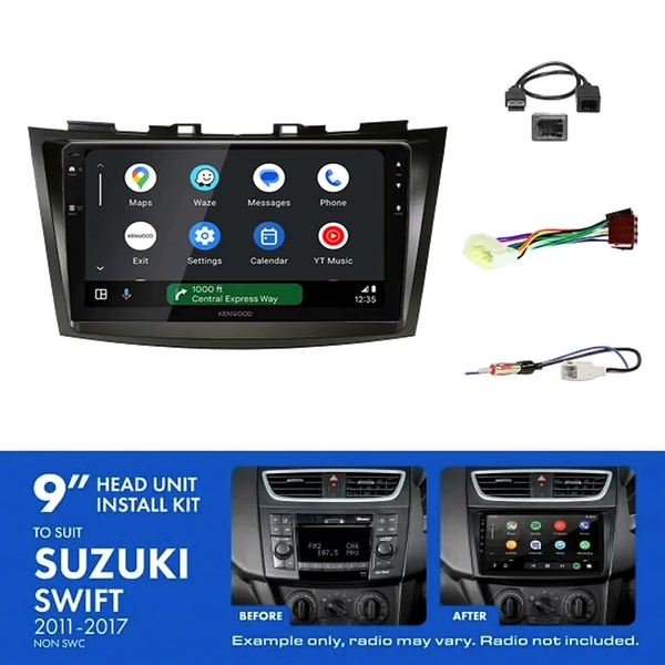 Kenwood DMX80AXS 9" Trapezoid Head Unit Wireless CarPlay Android Auto + AKSZ2 Install Kit Fits Suzuki swift 2011-2017
