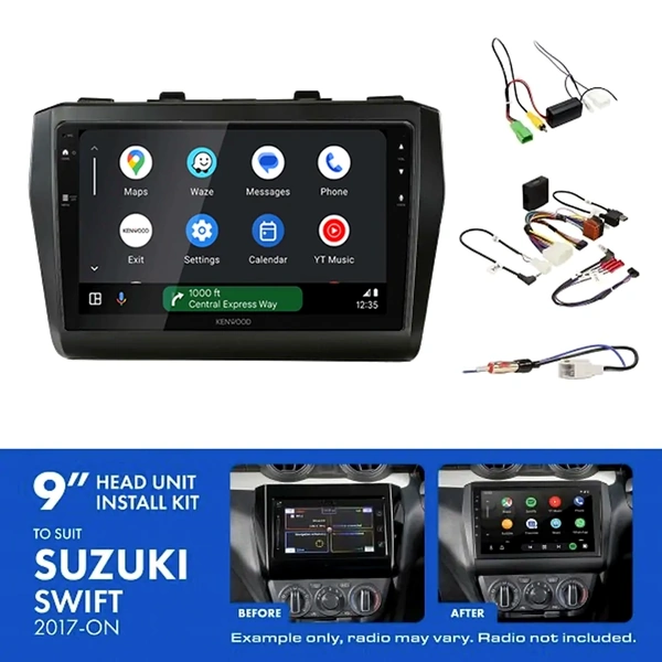 Kenwood DMX80AXS 9" Trapezoid Head Unit Wireless CarPlay Android Auto + AKSZ6 Install Kit Fits Suzuki swift 2017-