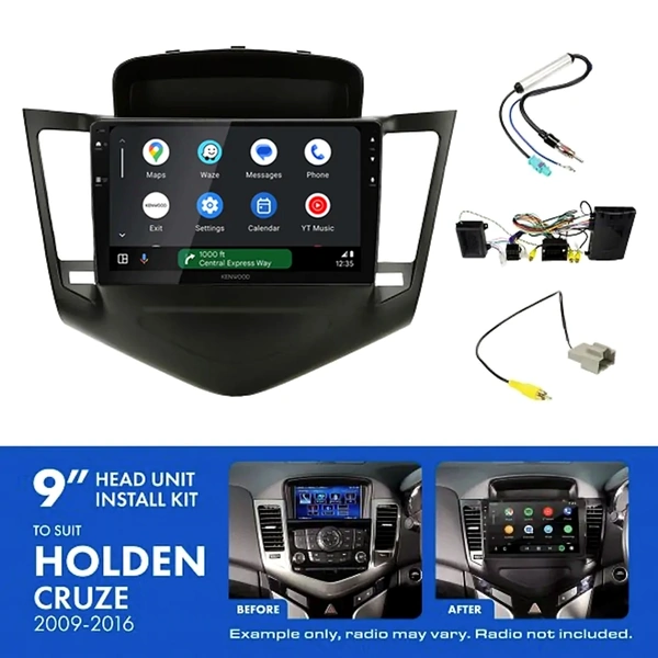 Kenwood DMX80AXS 9" Trapezoid Head Unit Wireless CarPlay Android Auto + AKTGM2 Install Kit Fits Holden cruze 2009-2016