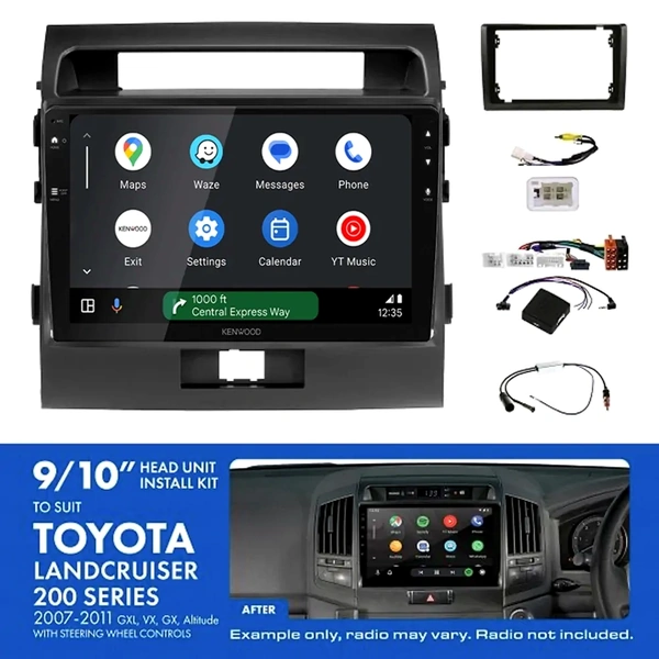 Kenwood DMX80AXS 9" Trapezoid Head Unit Wireless CarPlay Android Auto + AKTO17 Install Kit Fits Toyota landcruiser 200 series