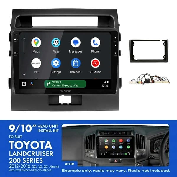 Kenwood DMX80AXS 9" Trapezoid Head Unit Wireless CarPlay Android Auto + AKTO18 Install Kit Fits Toyota landcruiser 200 series