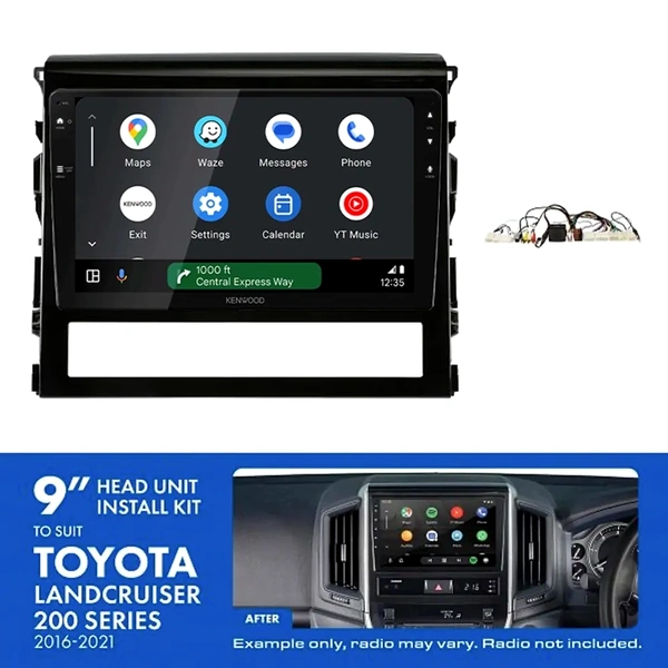 Kenwood DMX80AXS 9" Trapezoid Head Unit Wireless CarPlay Android Auto + AKTO26 Install Kit Fits Toyota landcruiser 200