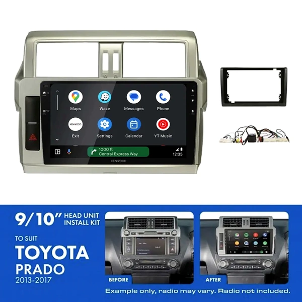 Kenwood DMX80AXS 9" Trapezoid Head Unit Wireless CarPlay Android Auto + AKTO36 Install Kit Fits Toyota prado 2013-2017
