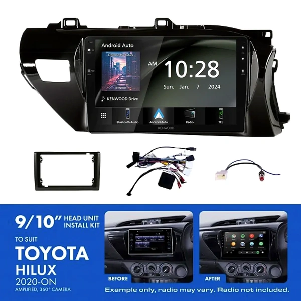 Kenwood DMX80AXS 9" Trapezoid Head Unit Wireless CarPlay Android Auto + AKTO4 Install Kit Fits Toyota hilux 2020-