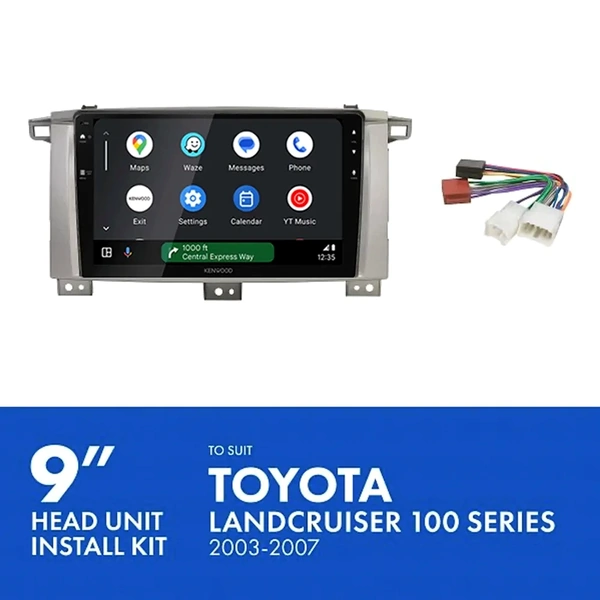 Kenwood DMX80AXS 9" Trapezoid Head Unit Wireless CarPlay Android Auto + AKTO40 Install Kit Fits Toyota landcruiser 100 2003-2007