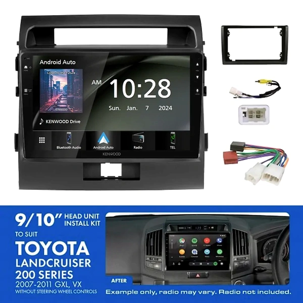 Kenwood DMX80AXS 9" Trapezoid Head Unit Wireless CarPlay Android Auto + AKTO41 Install Kit Fits Toyota landcruiser 200 series