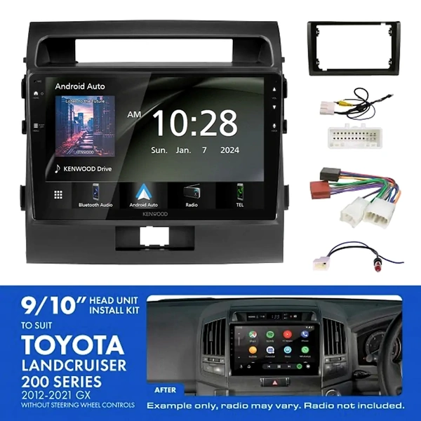 Kenwood DMX80AXS 9" Trapezoid Head Unit Wireless CarPlay Android Auto + AKTO42 Install Kit Fits Toyota landcruiser 200 series