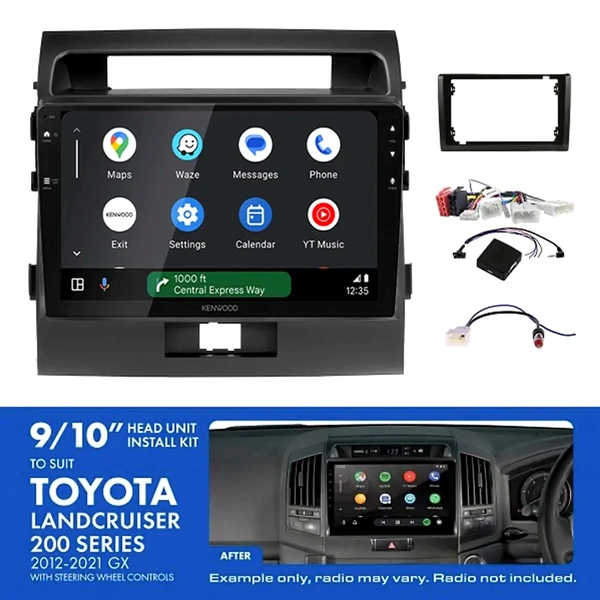 Kenwood DMX80AXS 9" Trapezoid Head Unit Wireless CarPlay Android Auto + AKTO43 Install Kit Fits model Toyota landcruiser 200 series 2012-2021