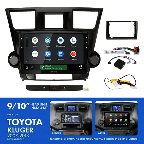 Kenwood DMX80AXS 9" Trapezoid Head Unit Wireless CarPlay Android Auto + AKTO6 Install Kit Fits Toyota kluger 2007-2013