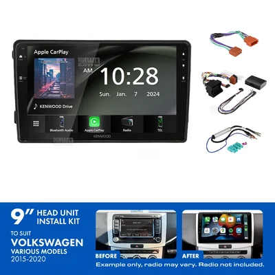 Kenwood DMX80AXS 9" Trapezoid Head Unit Wireless CarPlay Android Auto + AKVW14 9 Inch install kit to suit Volkswagen various 2015-2020