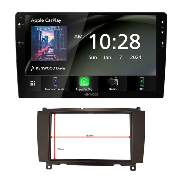 Kenwood DMX80AXS 9" Trapezoid Head Unit Bundle for Universal Double DIN Dash Kit
