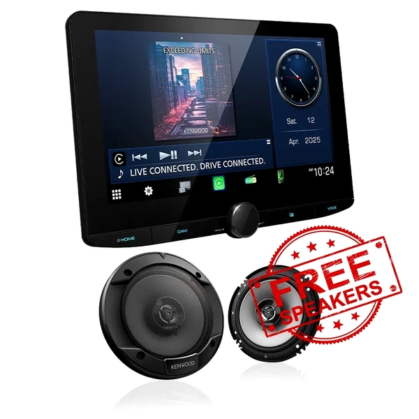 Kenwood DMX9724XDS head unit with FREE kenwood Speakers (KFC-S1666)