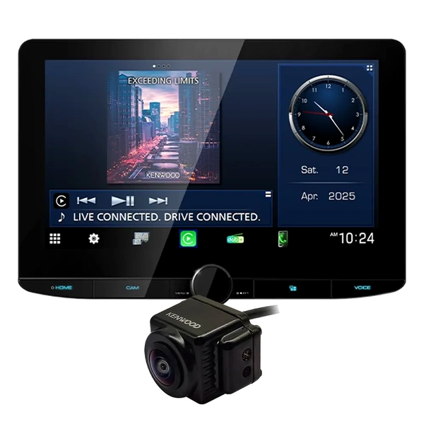 Kenwood DMX9724XDS Head Unit + CMOS-150HD Full HD Reverse Camera Bundle Wireless & Wired Apple CarPlay, Android Auto DAB+