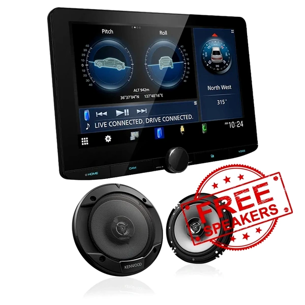 Kenwood DMX9724XS head unit with FREE kenwood Speakers (KFC-S1666)