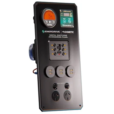 Enerdrive Garmin Digital Switching Panel W175 x H340mm with GPO (12v sockets, ePro & Inverter Remote Cutouts) DSAP-V4E