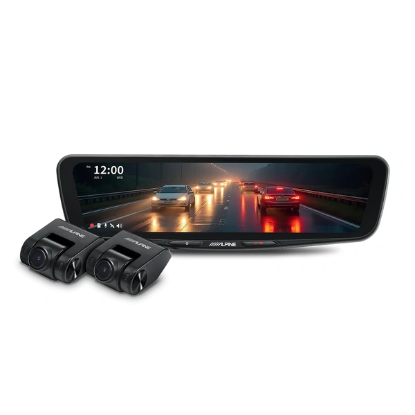 Alpine Freeview DVR-DM1000K0-IC 10-Inch Digital E-Mirror with Internal Front and Rear DVR Cameras for 4WDs Motorhomes Canopy Vehicles & Camper Vans