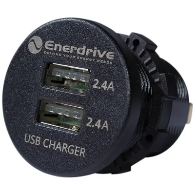 Enerdrive Round USB 4.8A GREEN LED - OLED Style 12/24V EA-USB-03