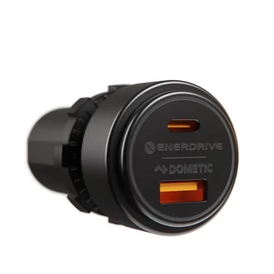 Enerdrive Round USB Type A QC3.0 36w & Type C  PD-100w 12/24V EA-USB-05