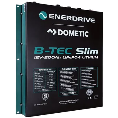 Enerdrive B-TEC 200amp / 12v LiFePO4 Slim Metal Case Battery EPL-200BT-12V-SLIM