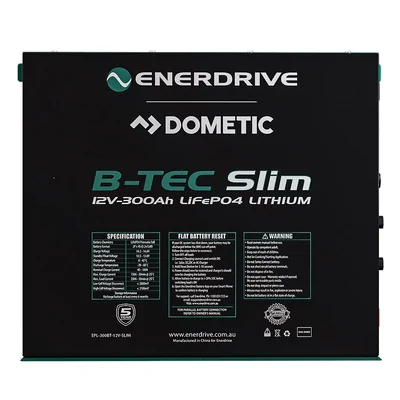 Enerdrive B-TEC 300amp / 12v LiFePO4 BT Slim Metal Case Battery EPL-300BTM-12V