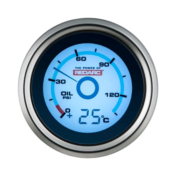 Redarc Single Oil Pressure 52MM Gauge with Optional Temperature Display G52-PT