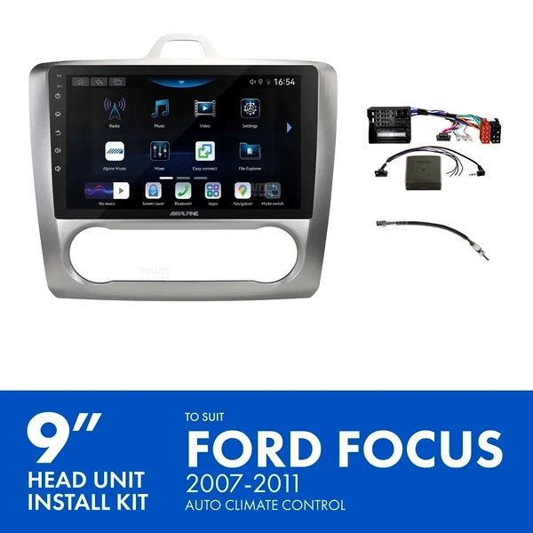Alpine INE-AW409S + Aerpro AKFO8 Bundle 9" Trapezoid Head Unit with Install Kit Fits Fitsd focus 2007-2011