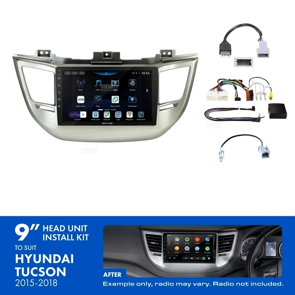 Alpine INE-AW409S + Aerpro AKHY11 Bundle 9" Trapezoid Head Unit with Install Kit Fits Hyundai tucson 2015-2018