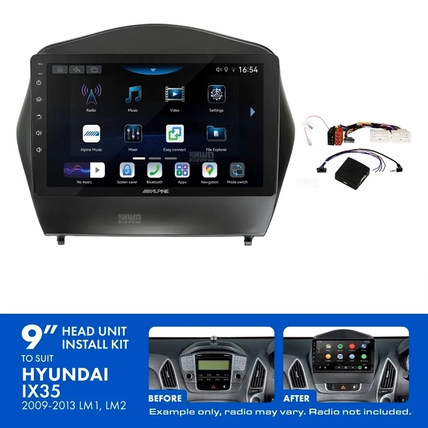 Alpine INE-AW409S + Aerpro AKHY17 Bundle 9" Trapezoid Head Unit with Install Kit Fits Hyundai ix35 2009-2013