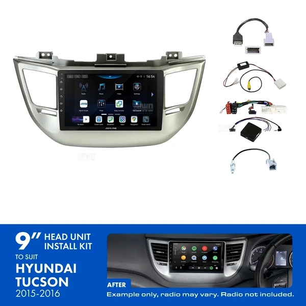 Alpine INE-AW409S + Aerpro AKHY18 Bundle 9" Trapezoid Head Unit with Install Kit Fits Hyundai tucson 2016-2017