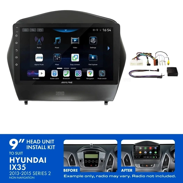 Alpine INE-AW409S + Aerpro AKHY21 Bundle 9" Trapezoid Head Unit with Install Kit Fits Hyundai ix35 2013-2015