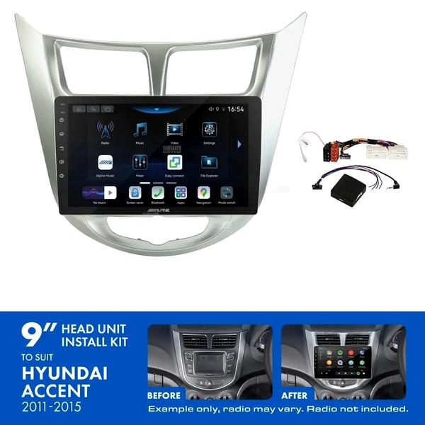Alpine INE-AW409S + Aerpro AKHY22 Bundle 9" Trapezoid Head Unit with Install Kit Fits Hyundai accent 2011-2015