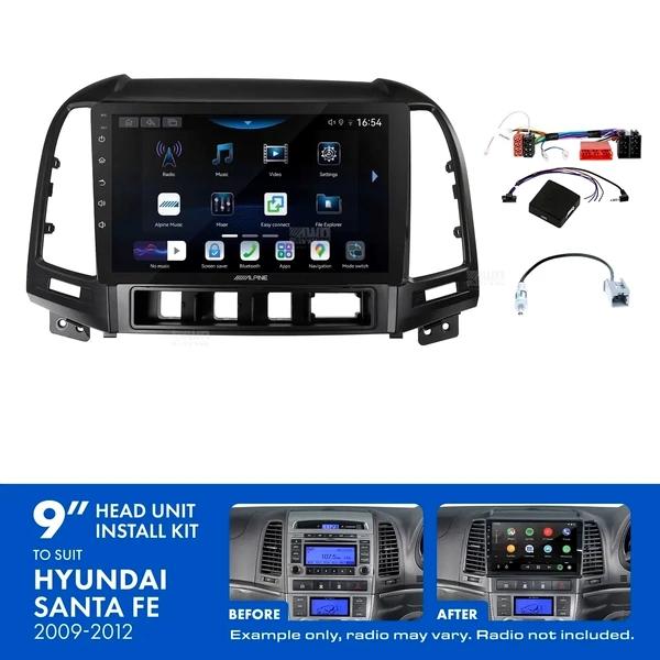 Alpine INE-AW409S + Aerpro AKHY5 Bundle 9" Trapezoid Head Unit with Install Kit Fits Hyundai santa fe 2009-2012