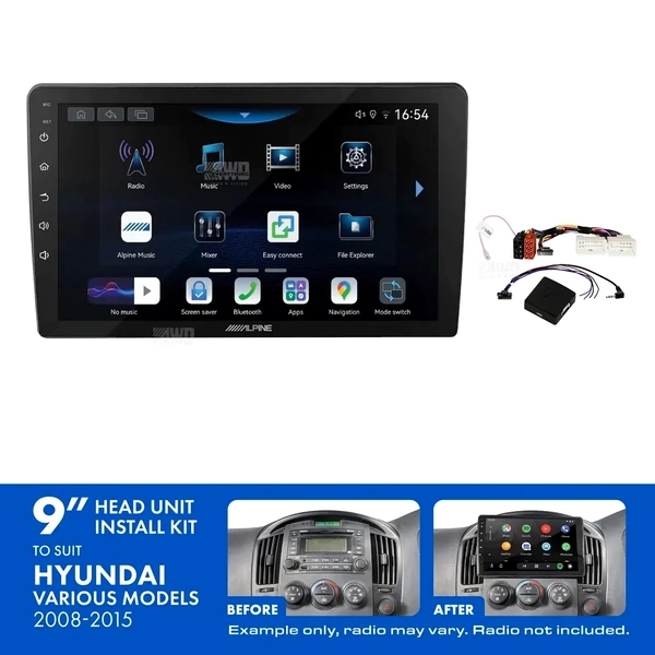 Alpine INE-AW409S + Aerpro AKHY6 Bundle 9" Trapezoid Head Unit with Install Kit Fits Hyundai iload & imax 2008-2015