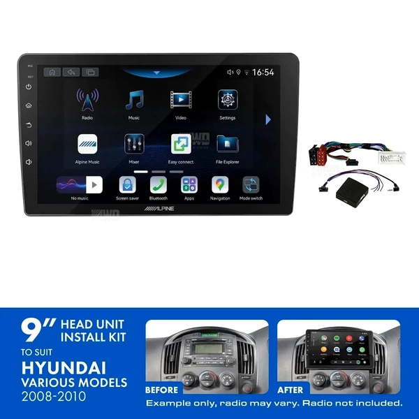 Alpine INE-AW409S + Aerpro AKHY7 Bundle 9" Trapezoid Head Unit with Install Kit Fits Hyundai iload & imax 2008-2015